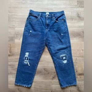 J.Crew Slouchy Boyfriend Jeans Blue Distressed Relaxed Fit Womens 30P Mid Rise